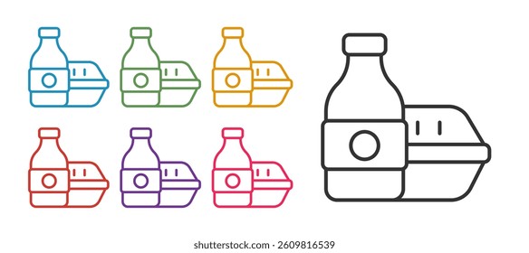 Set line Online ordering and fast food delivery icon isolated on white background. Set icons colorful. Vector
