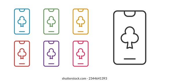 Set line Online poker table game icon isolated on white background. Online casino. Set icons colorful. Vector