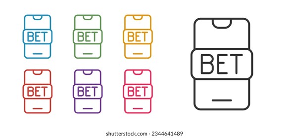 Set line Online sports betting icon isolated on white background. Sport bet bookmaker. Betting online make money. Set icons colorful. Vector
