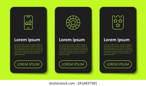 Set line Online sports betting, Casino chips and Lottery ticket. Business infographic template. Vector