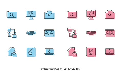 Video Web Establecer línea Trabajo en línea, Silenciar micrófono, Vector