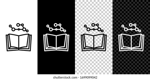 Establecer línea Icono de libro abierto aislado en fondo blanco y negro. Ilustración vectorial