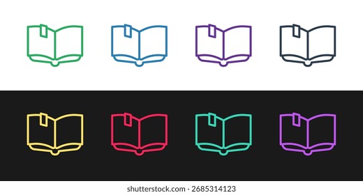 Icono de libro abierto aislado en el fondo blanco y negro.  Vector