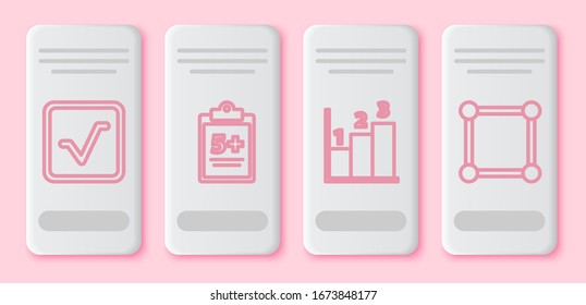 Set line Open book, Mathematics function sine, Graph, schedule, chart, diagram and Chalkboard with diagram. White rectangle button. Vector