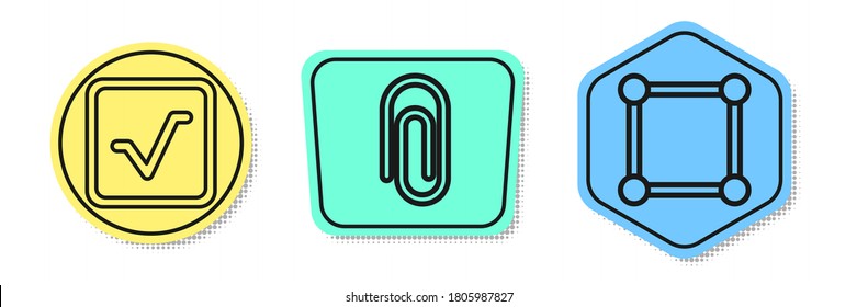 Set line Open book, Book with word mathematics and Chalkboard with diagram. Colored shapes. Vector