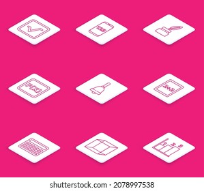 Legen Sie die Zeile Offenes Buch, Buch mit Wort Mathematik, Chalkboard, Equation Lösung, Test-Prüfblatt, Berechnung und Funktion mathematische Symbol Symbol. Vektorgrafik
