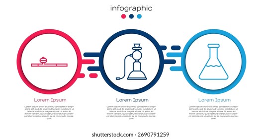Tubo de Ópio, Hookah e tubo de ensaio e frasco. Modelo de infográfico comercial. Vetor