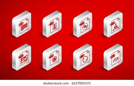 Set line OTF file document, WAV, WMA, OBJ, GIF, TXT, MAX and BMP icon. Vector