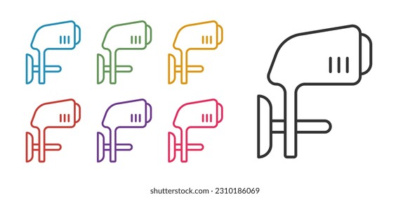 Set line Outboard boat motor icon isolated on white background. Boat engine. Set icons colorful. Vector