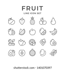 Set Line Outline Icons Of Fruit