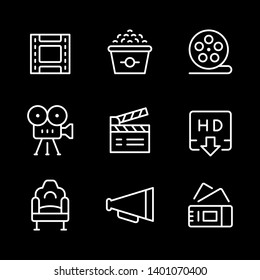 Set line outline icons of movie