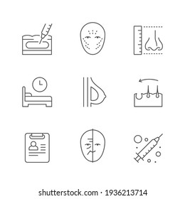 Set line outline icons of plastic surgery