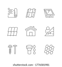 Set line outline icons of roof