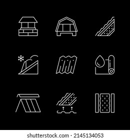 Set line outline icons of roof