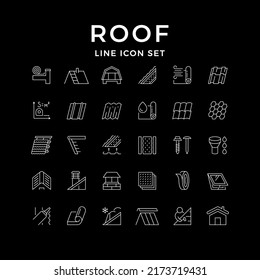 Set line outline icons of roof