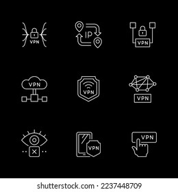 Set line outline icons of VPN