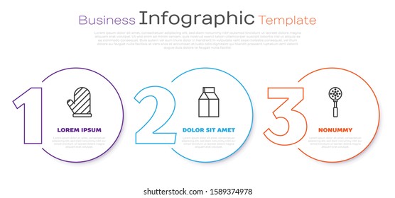 Set line Oven glove , Paper package for milk  and Spatula . Business infographic template. Vector