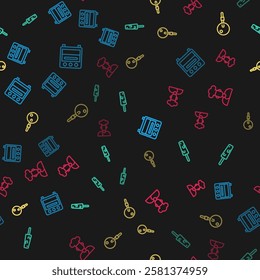 Set line Oven, Ice cream, Lollipop and Cook on seamless pattern. Vector