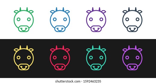 Set line Ox zodiac sign icon isolated on black and white background. Astrological horoscope collection.  Vector Illustration