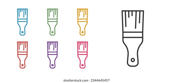 Set line Paint brush icon isolated on white background. Set icons colorful. Vector