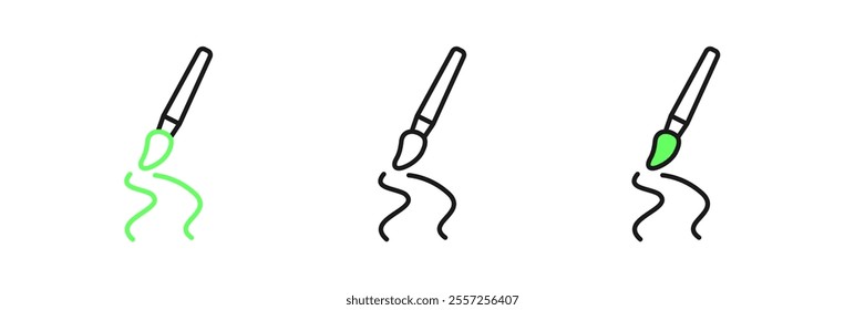 Set line Paint brush icon isolated on white background.  Vector