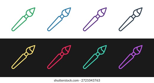 Set line Paint brush icon isolated on black and white background.  Vector