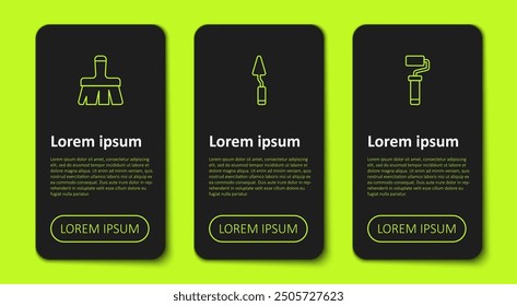 Set line Paint brush, Palette knife and roller. Business infographic template. Vector