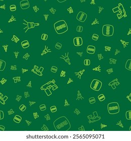Set line Paint brush, spray gun and RGB on seamless pattern. Vector