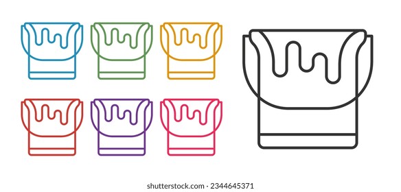 Set line Paint bucket icon isolated on white background. Set icons colorful. Vector