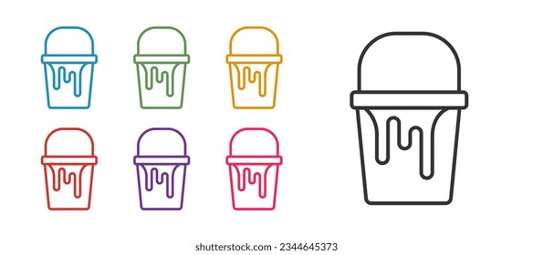 Set line Paint bucket icon isolated on white background. Set icons colorful. Vector