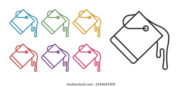 Set line Paint bucket icon isolated on white background. Set icons colorful. Vector