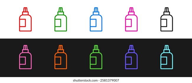 Set line Paint, gouache, jar, dye icon isolated on black and white background.  Vector