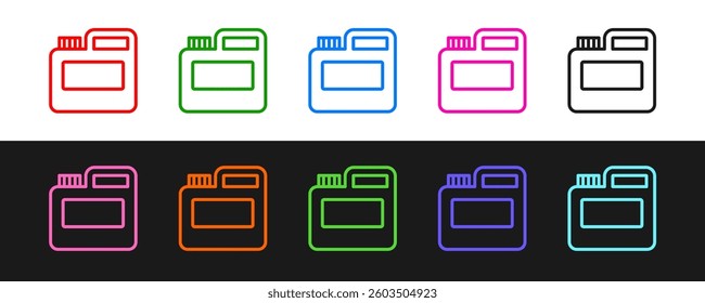Set line Paint, gouache, jar, dye icon isolated on black and white background.  Vector