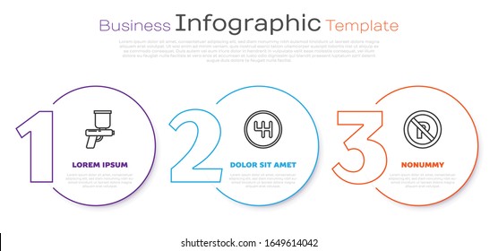 Fije la pistola de pintura, el selector de velocidades y Sin estacionamiento o parada. Plantilla de infografía empresarial. Vector
