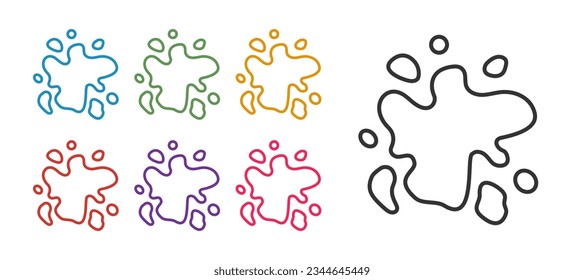Establece el icono de la línea Paint spray aislado en el fondo blanco. Indique los iconos en colores. Vector
