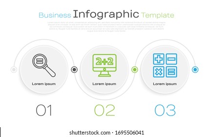 Set line Paper clip, Graph, schedule, chart, diagram and Feather and inkwell. Business infographic template. Vector