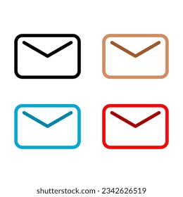 Set line paper envelope mail outline icon vector design