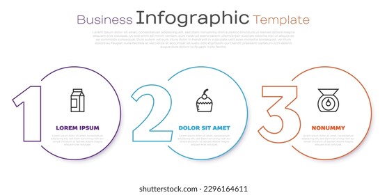Set line Paper package for milk, Cake and Scales. Business infographic template. Vector