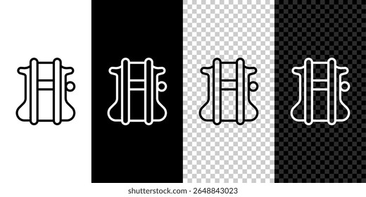 Set line Parachute icon isolated on black and white, transparent background.  Vector