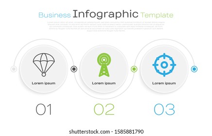 Set line Parachute , Radar  and Target sport for shooting competition . Business infographic template. Vector