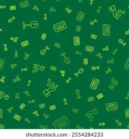 Set line Parking, Paying tips and Hotel key card on seamless pattern. Vector