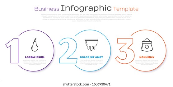 Set line Pear, Udder and Bag of flour. Business infographic template. Vector