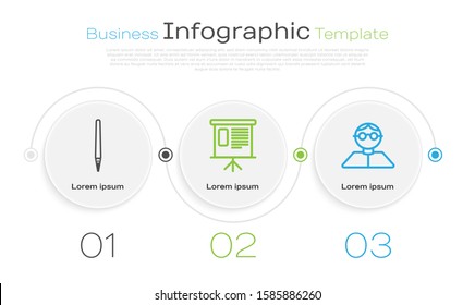 Set line Pen, Presentation financial board with graph, schedule, chart, diagram, infographic, pie graph and Student. Business infographic template. Vector