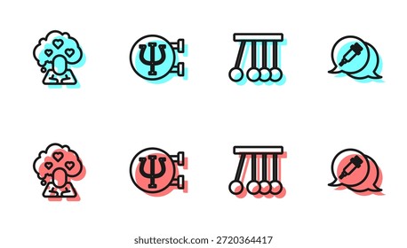 Péndulo, Corazón roto o divorcio, Psicología, Psi y Adicción al icono de la droga. Vector