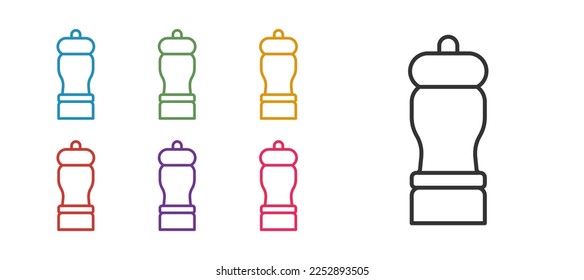 Set line Pepper icon isolated on white background. Cooking spices. Set icons colorful. Vector