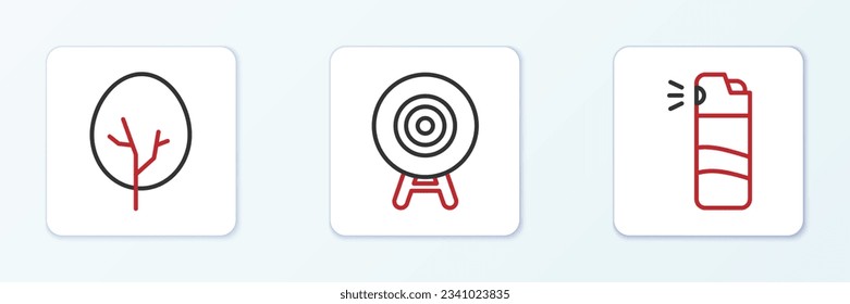Fijar la línea de spray Pepper, el icono Deportivo Árbol y Target. Vector