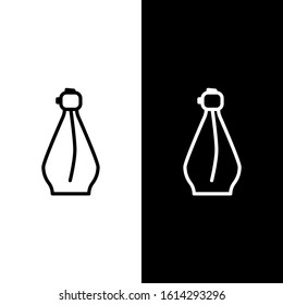 Set line Perfume icon isolated on black and white background.  Vector Illustration