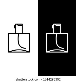 Set line Perfume icon isolated on black and white background.  Vector Illustration