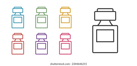 Set line Parfüm Symbol einzeln auf weißem Hintergrund. Stellen Sie die Symbole bunt ein. Vektorgrafik