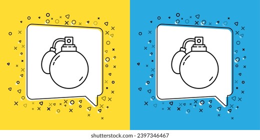 Set line Perfume icon isolated on yellow and blue background. 8 March. International Happy Women Day.  Vector Illustration